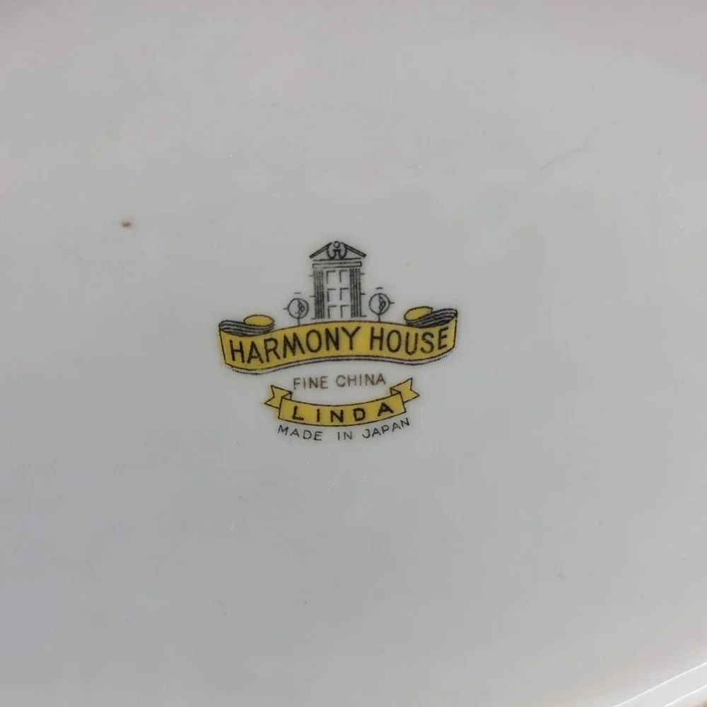 Harmony House Linda Fine China Oval Vegetable Bowl Japan‎ Pink Blue Floral 9.25